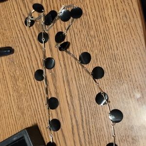 Gold necklace with Black Plastic Circle Pendants